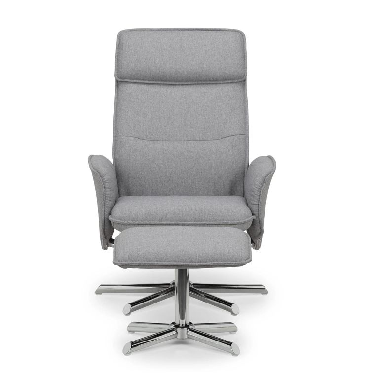 Aria Grey Fabric Recliner Chair - with Footstool