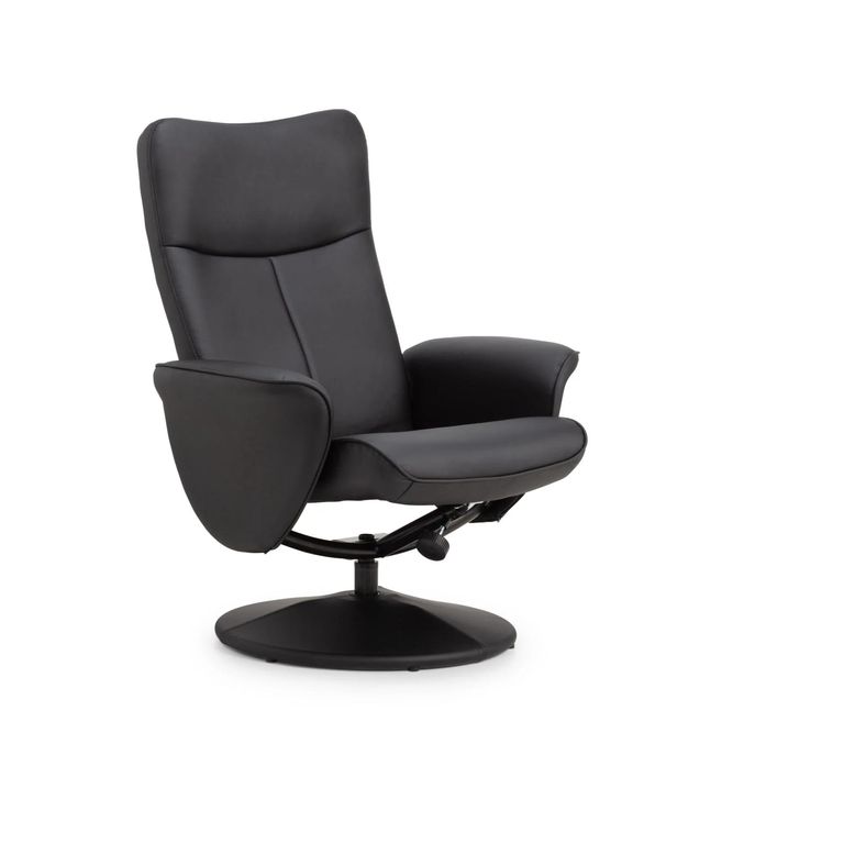 Lugano Black Faux Leather Recline Chair - with Footstool