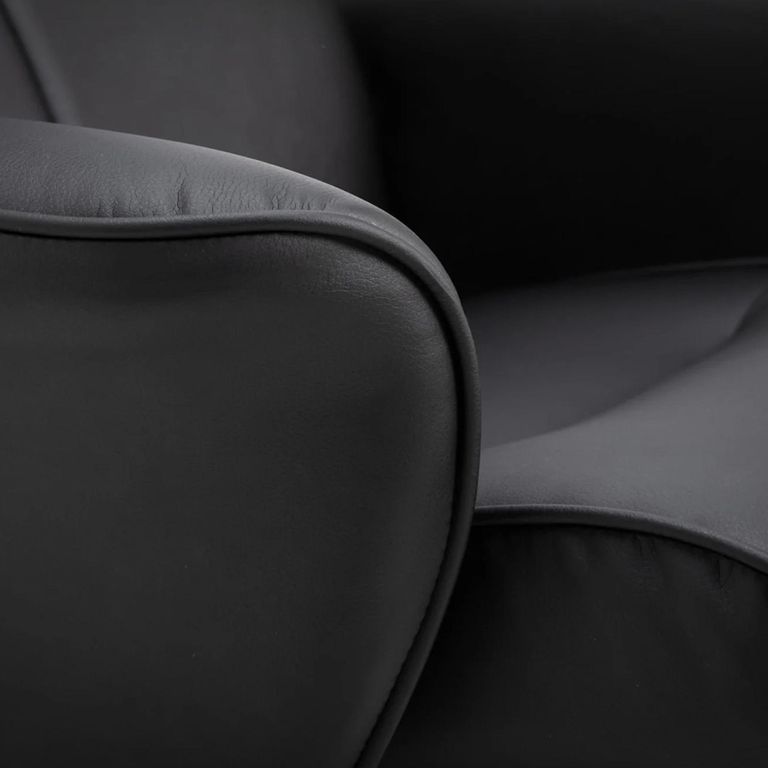 Lugano Black Faux Leather Recline Chair - with Footstool