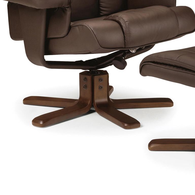 Malmo Brown Faux Leather Recliner Chair - with Footstool