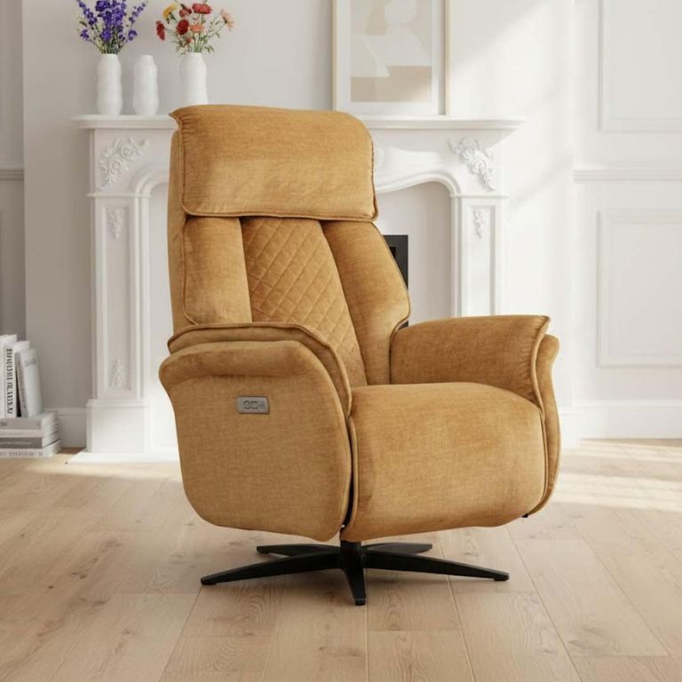 Evoque Swivel Electric Recliner Armchair - Amber Fabric