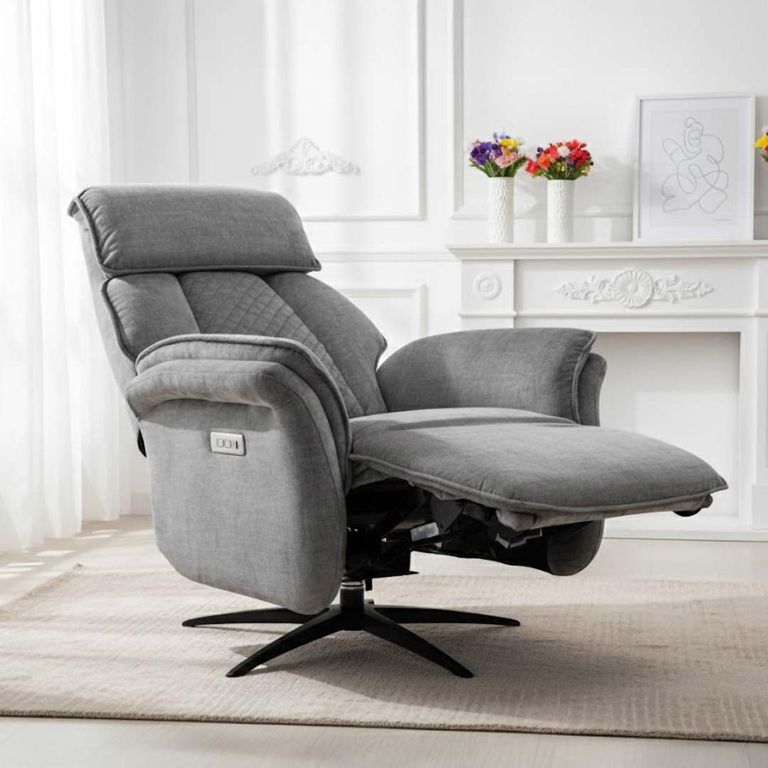 Evoque Swivel Electric Recliner Armchair - Grey Fabric