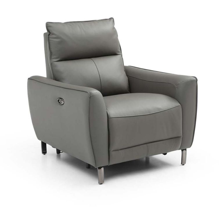 Brooke Electric Recliner Armchair - Grey Leather