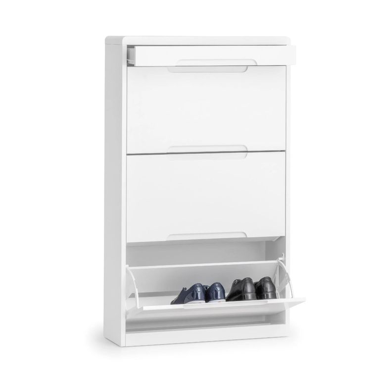 Manhattan Shoe Cabinet - 3 Door - Flip Down - White Gloss