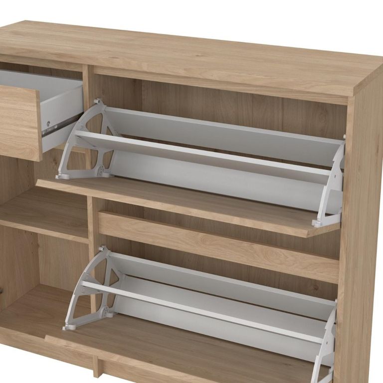Naia Shoe Cabinet - 3 Door - 1 Drawer - Oak