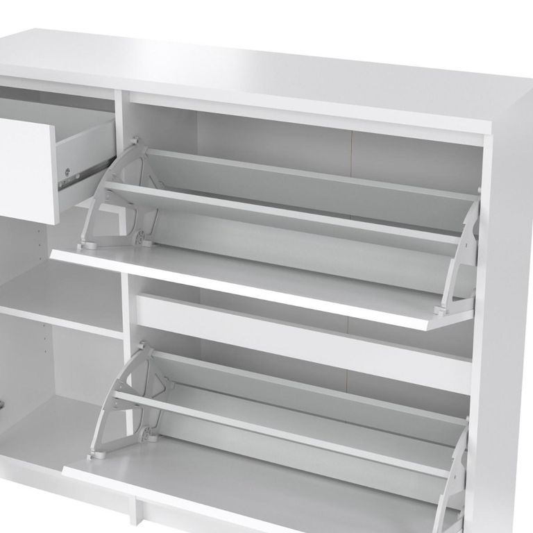 Naia Shoe Cabinet - 3 Door - 1 Drawer - White Gloss