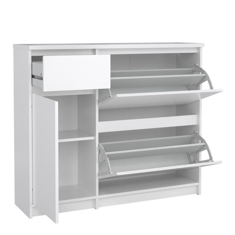 Naia Shoe Cabinet - 3 Door - 1 Drawer - White Gloss
