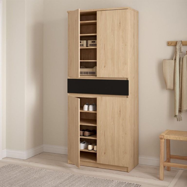 Naia Shoe Cupboard - Large - Oak and Black