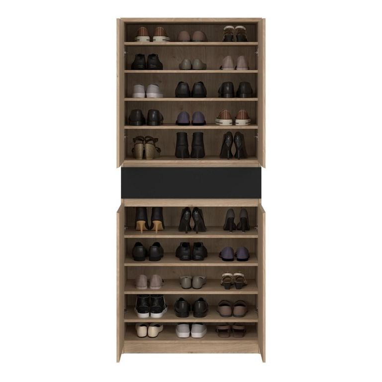 Naia Shoe Cupboard - Large - Oak and Black