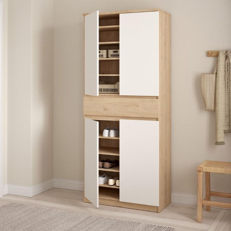 Naia Shoe Cupboard - Large - Oak and White