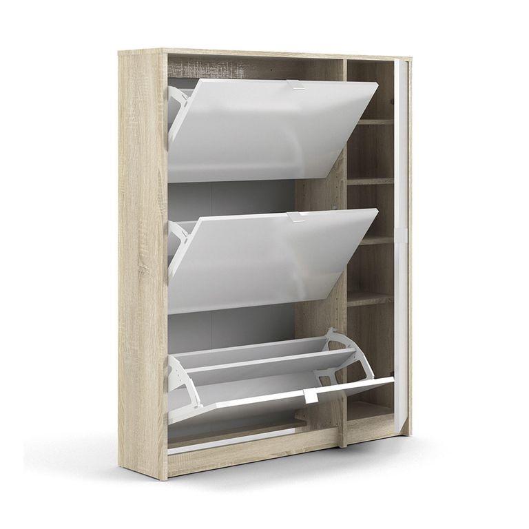 Shoe Cabinet - 1 Door - 3 Drawer - Oak