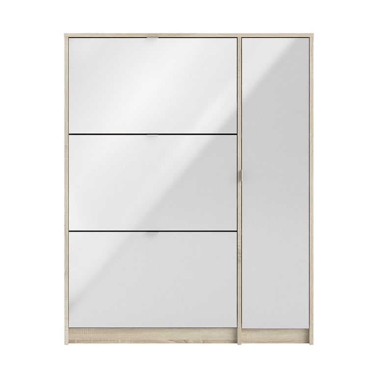 Shoe Cabinet - 1 Door - 3 Drawer - Oak
