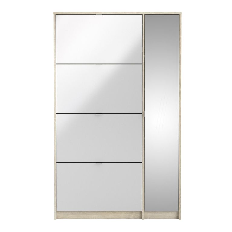 Shoe Cabinet - 5 Mirrored Door - Oak