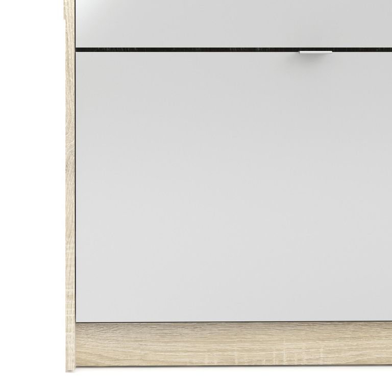 Shoe Cabinet - 5 Mirrored Door - Oak