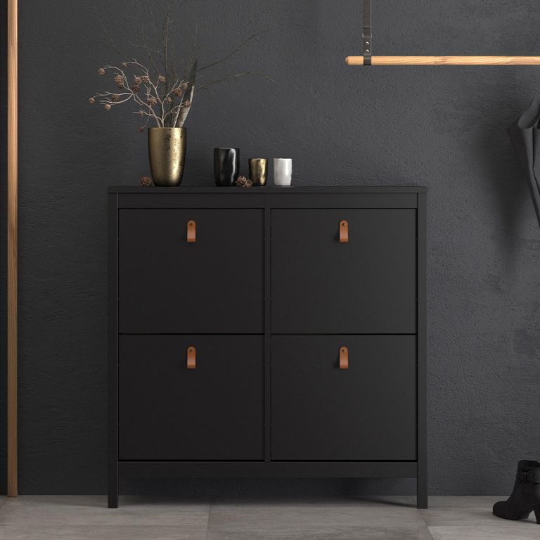Barcelona Shoe Cabinet - 4 Drawer - Black