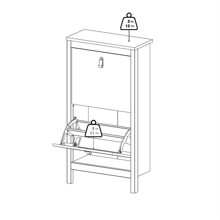 Madrid Shoe Cabinet - 2 Door - Jackson Hickory Oak