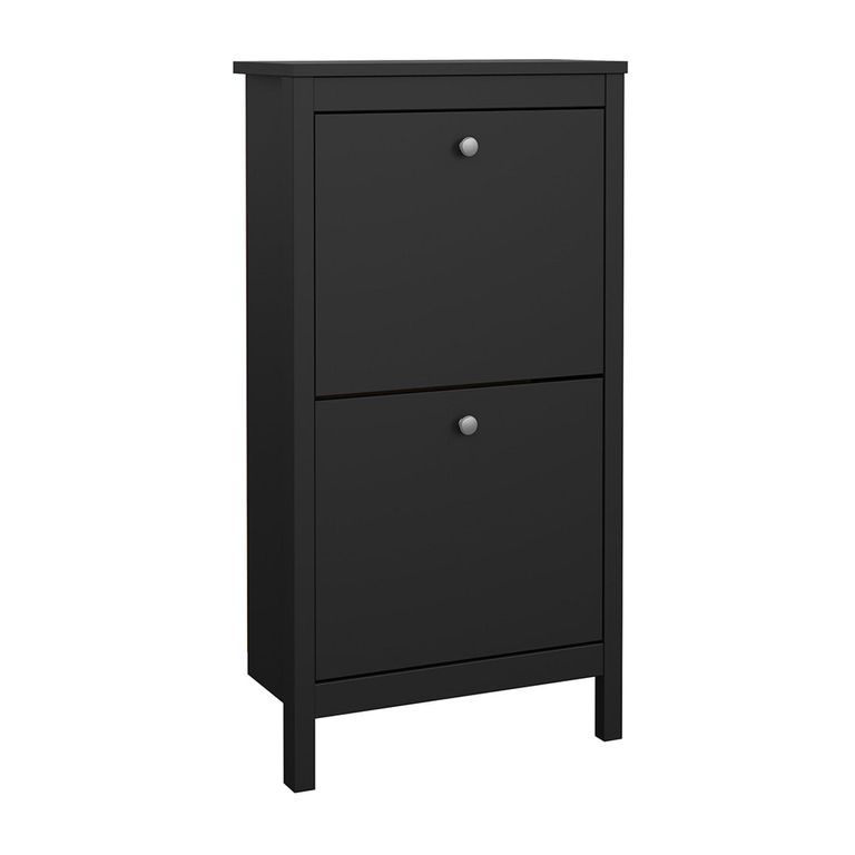Madrid Shoe Cabinet - 2 Drawer - Door - Black