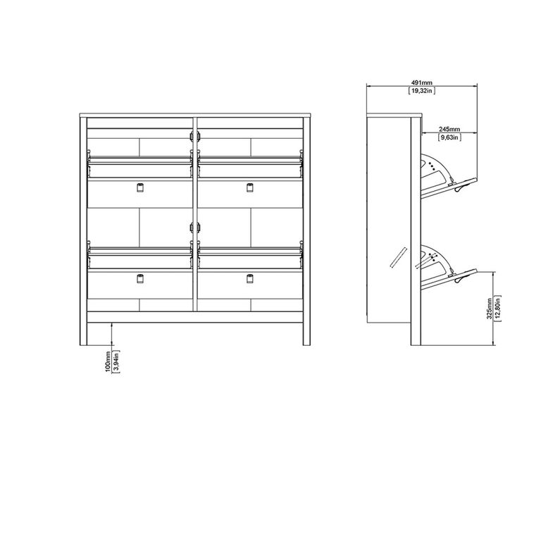 Madrid Shoe Cabinet - 4 Drawer - White