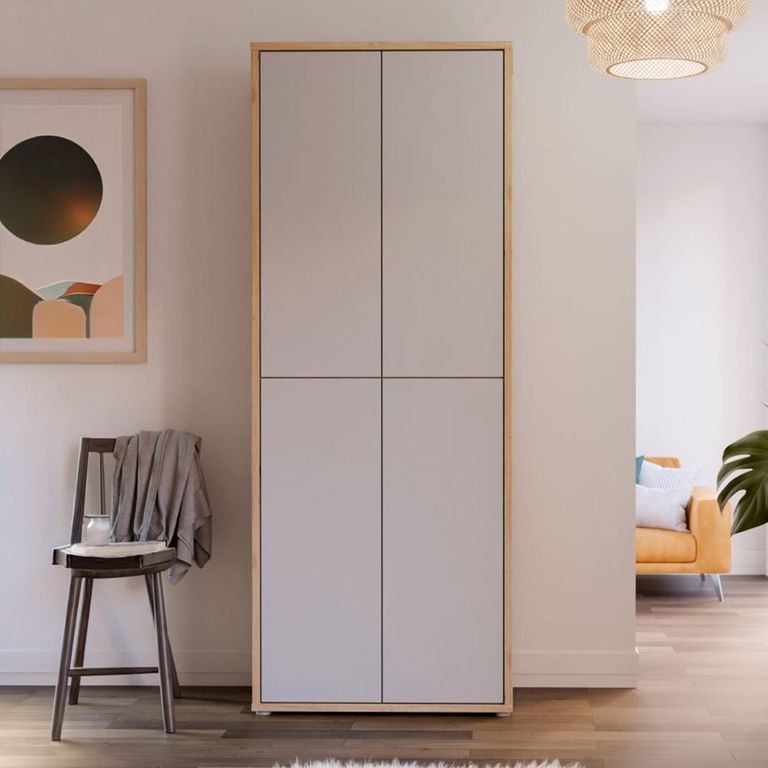 Alice Springs Shoe Cabinet - 4 Door - Artisan Oak and Light Grey