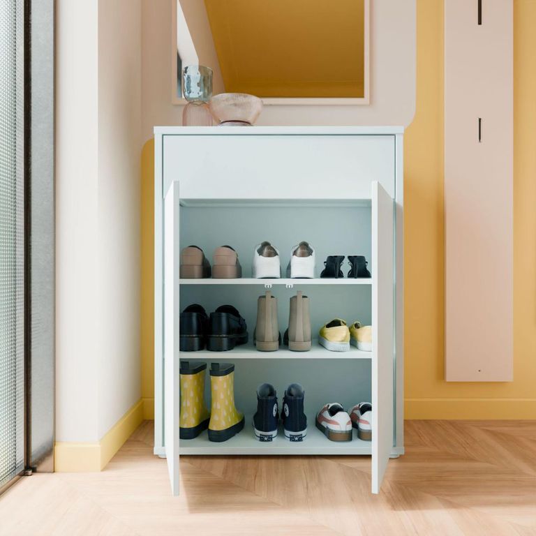 Alice Springs Shoe Cabinet - 2 Door - 1 Drawer - Compact - Light Grey