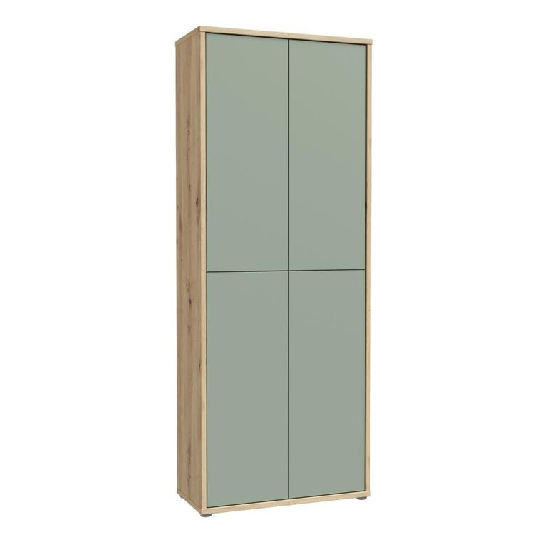 Alice Springs Shoe Cabinet - 4 Door - Artisan Oak and Sage Green