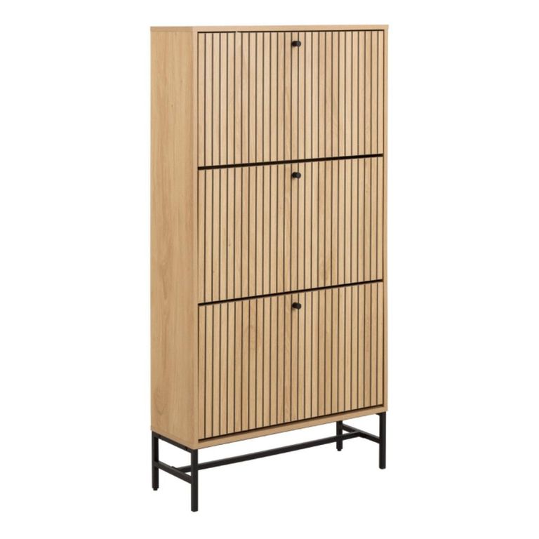 Albany Oak Ribbed 3 Dwawer Shoe Cabinet