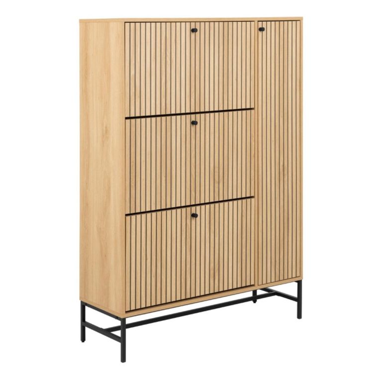 Albany Oak Ribbed 4 Door Shoe Cabinet