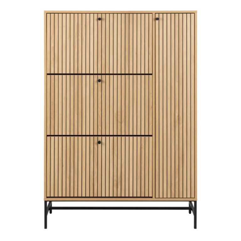 Albany Oak Ribbed 4 Door Shoe Cabinet