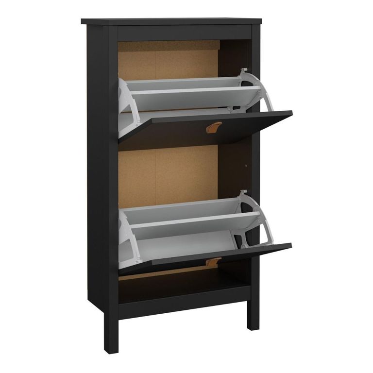 Barcelona Matt Black 2 Door Shoe Cabinet