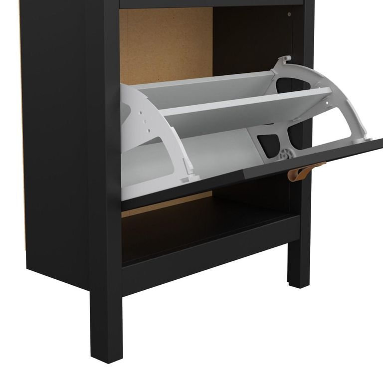 Barcelona Matt Black 2 Door Shoe Cabinet