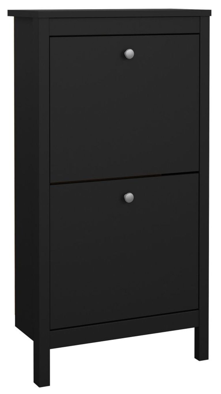 Madrid Black 2 Drawer Door Shoe Cabinet