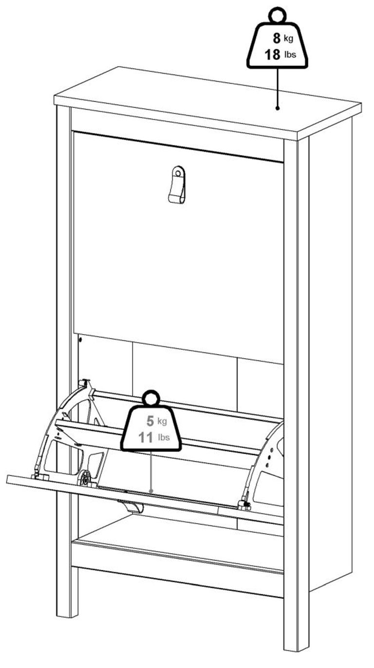 Madrid Black 2 Drawer Door Shoe Cabinet