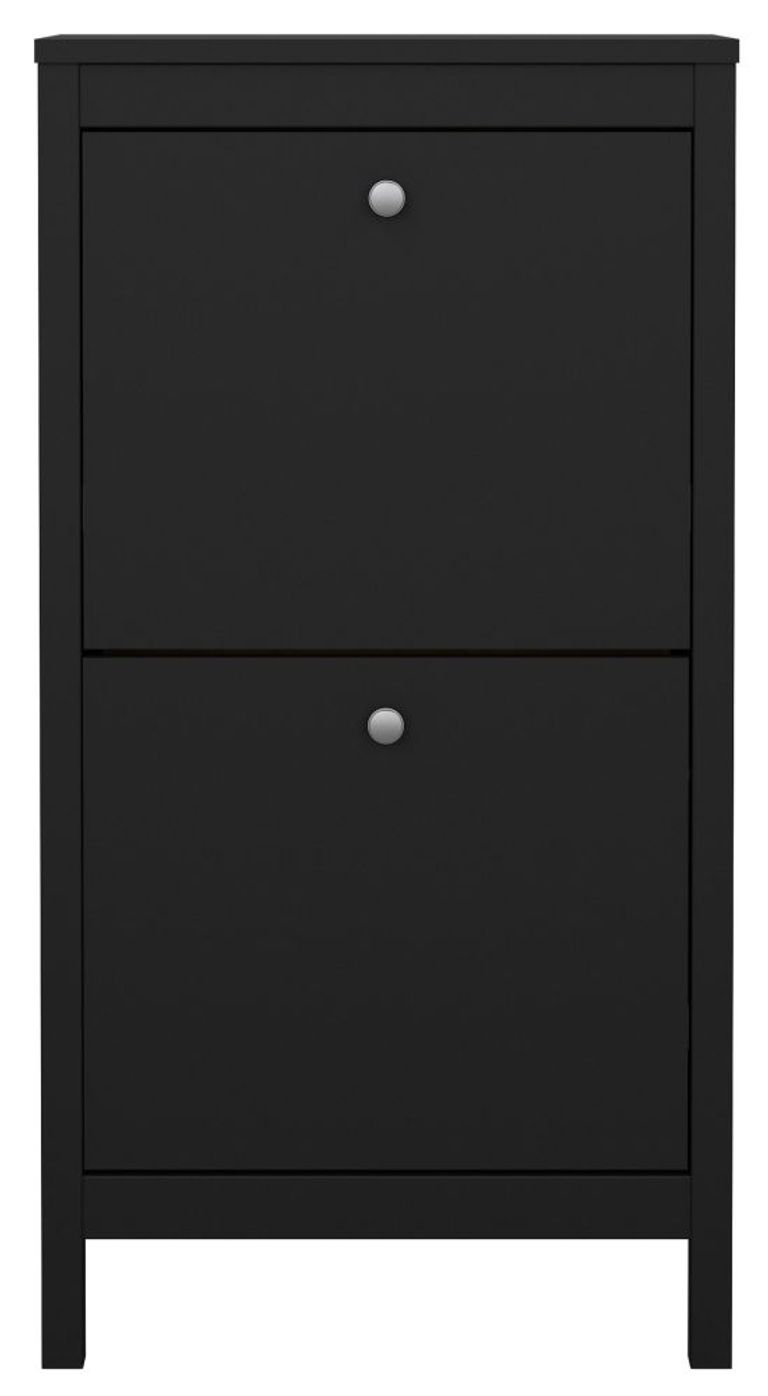 Madrid Black 2 Drawer Door Shoe Cabinet