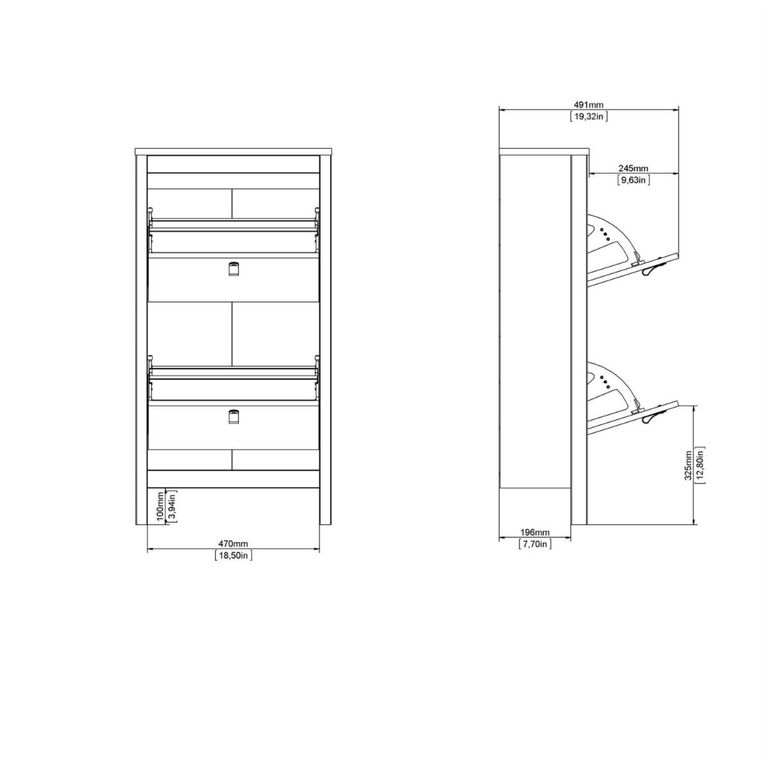 Madrid Jackson Hickory Oak 2 Door Shoe Cabinet