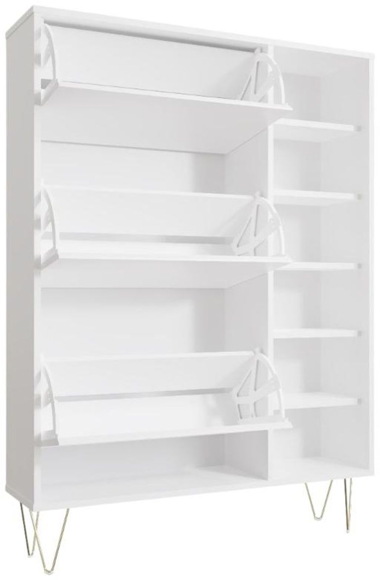 Montour White 3 Drawer Shoe Cabinet
