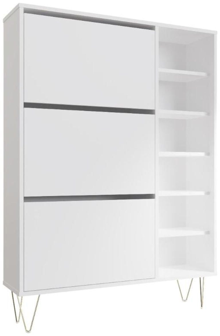 Montour White 3 Drawer Shoe Cabinet