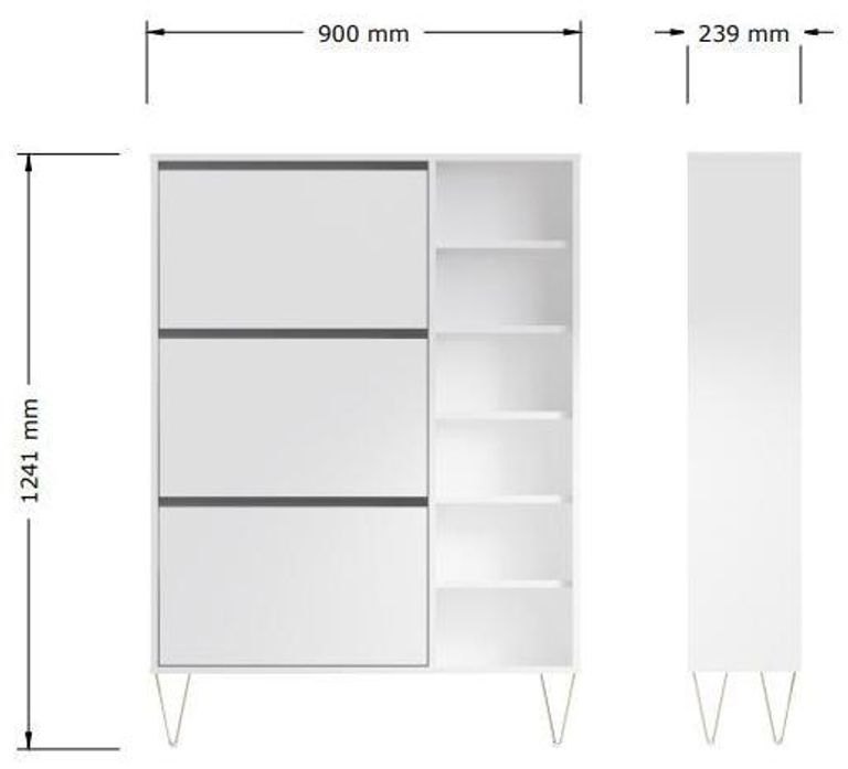 Montour White 3 Drawer Shoe Cabinet