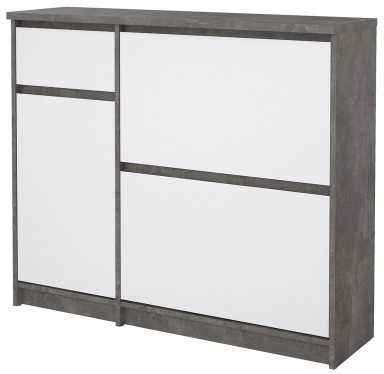 Naia Concrete Effect and White Gloss 2 Door 2 Drawer Shoe Cabinet