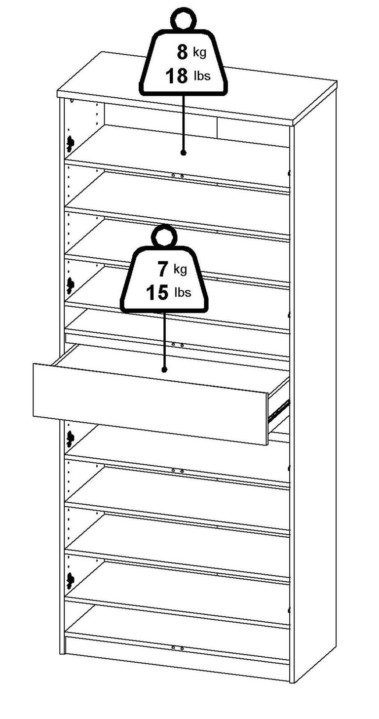 Naia Oak and Black Large Shoe Cupboard