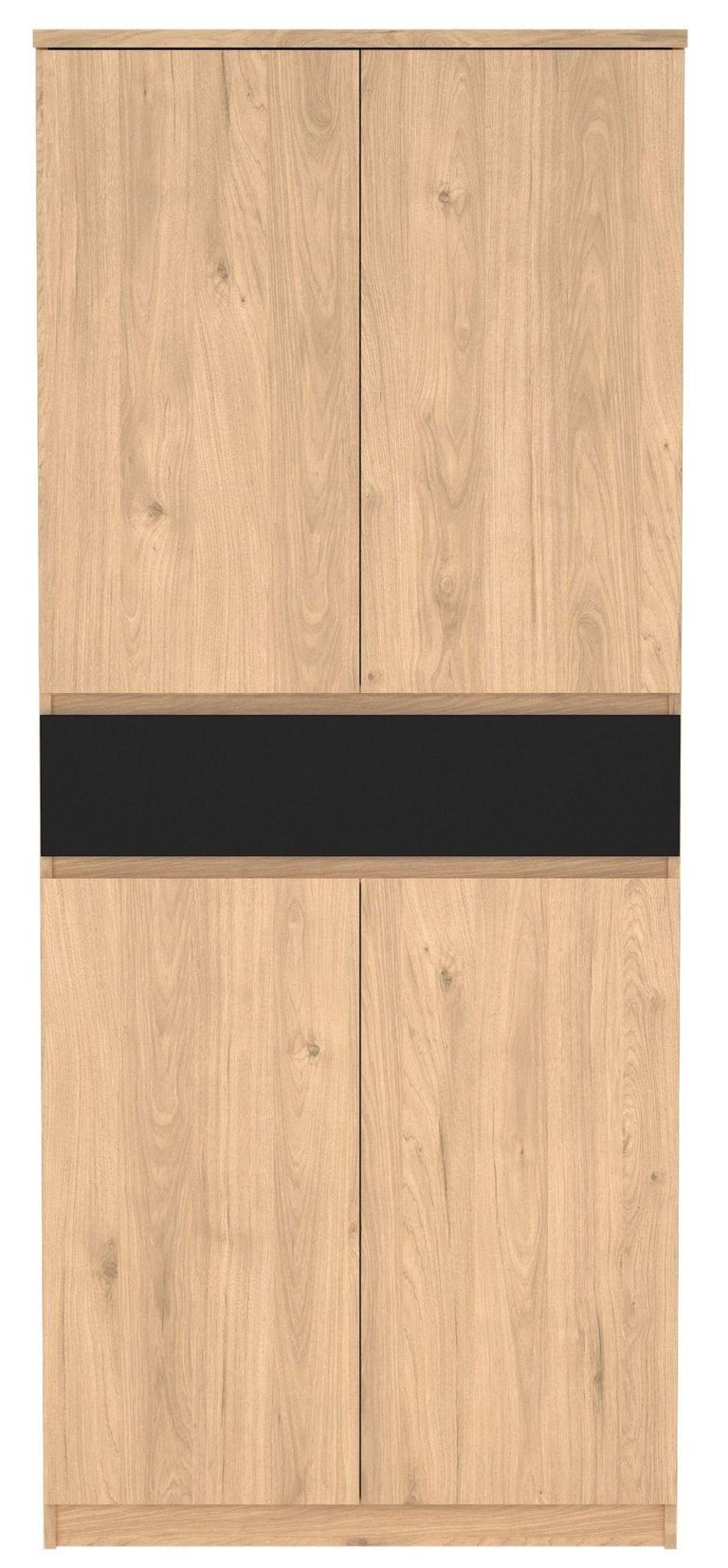 Naia Oak and Black Large Shoe Cupboard
