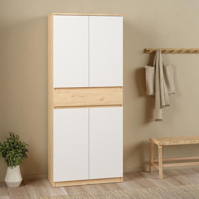Naia Oak and White Large Shoe Cupboard