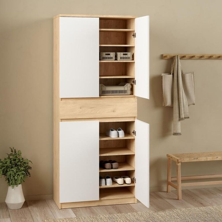 Naia Oak and White Large Shoe Cupboard