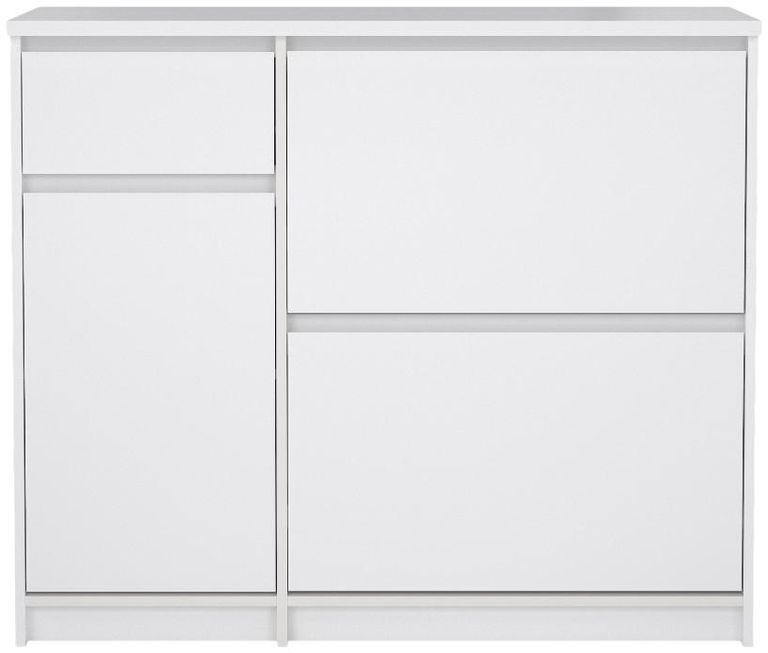 Naia White Gloss 2 Door 2 Drawer Shoe Cabinet