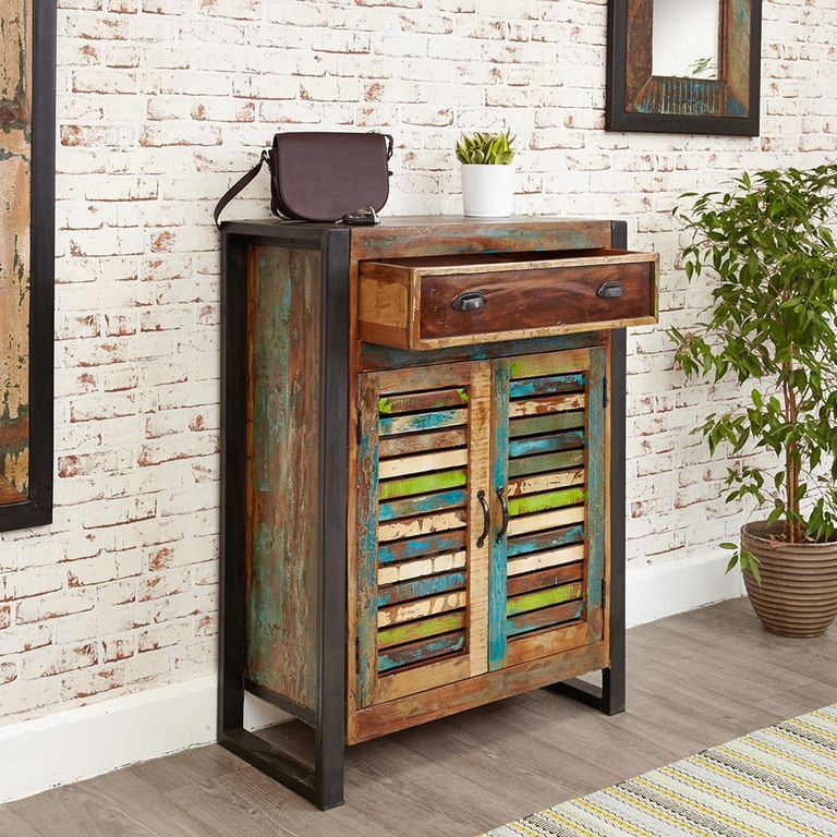 Urban Chic Reclaimed Shoe Cupboard - 2 Door - 1 Drawer