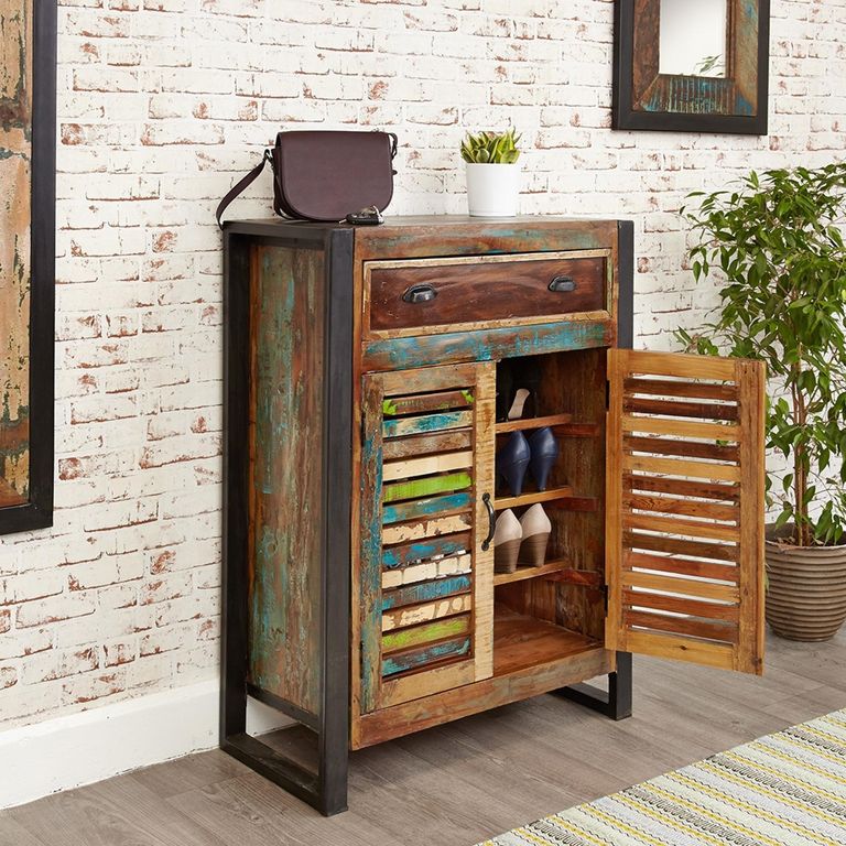 Urban Chic Reclaimed Shoe Cupboard - 2 Door - 1 Drawer
