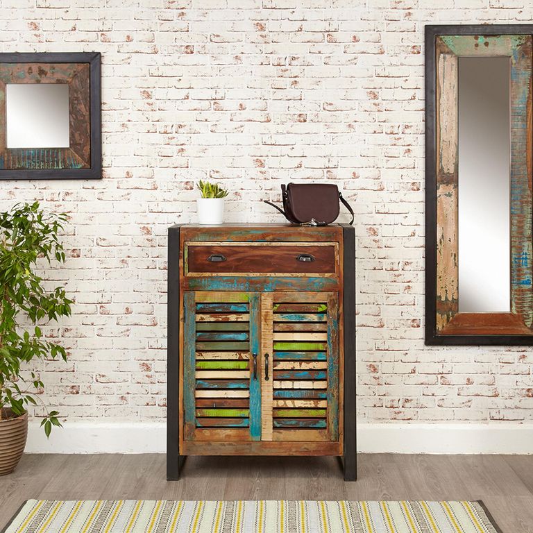 Urban Chic Reclaimed Shoe Cupboard - 2 Door - 1 Drawer