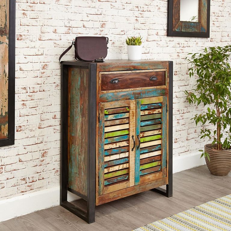 Urban Chic Reclaimed Shoe Cupboard - 2 Door - 1 Drawer