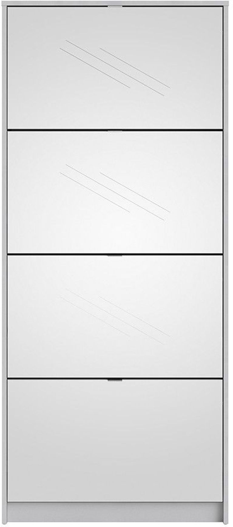 White 4 Mirror Drawer Shoe Cabinet