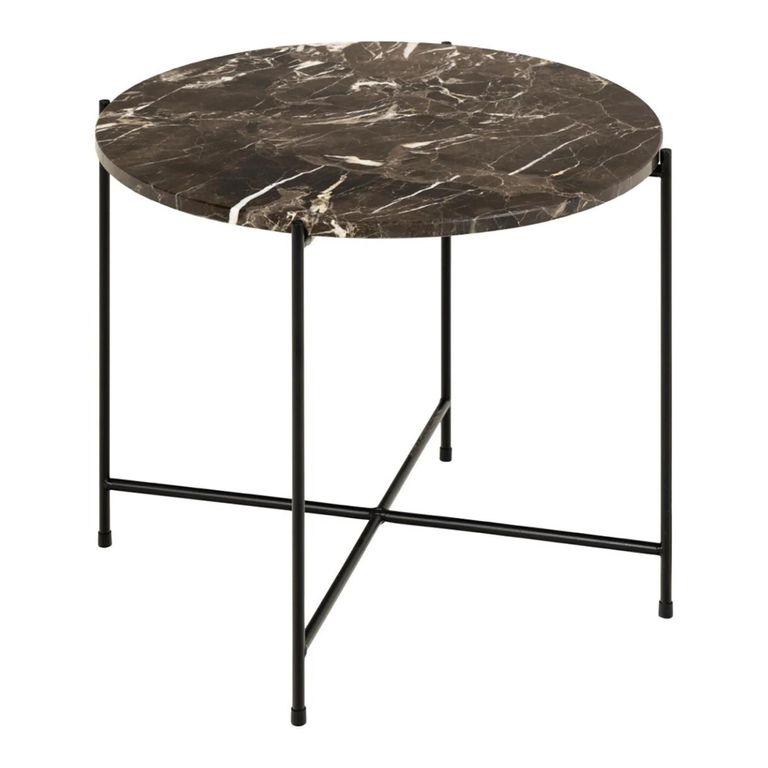 Avila Side Table - Large - Round - Brown Marble