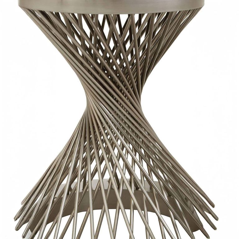 Anzio Side Table - Round - Black Glass with Chrome Hourglass Base